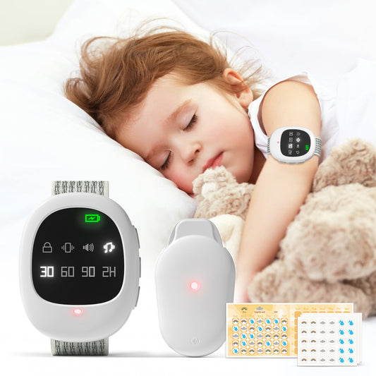 2-in-1 Upgraded Wireless Bedwetting Alarm & Potty Watch, MOMYMUST Rechargeable Potty Training Watch with Music and Vibration, Customized Timer, Bed Wetting Alarm for Kid Elder Adult