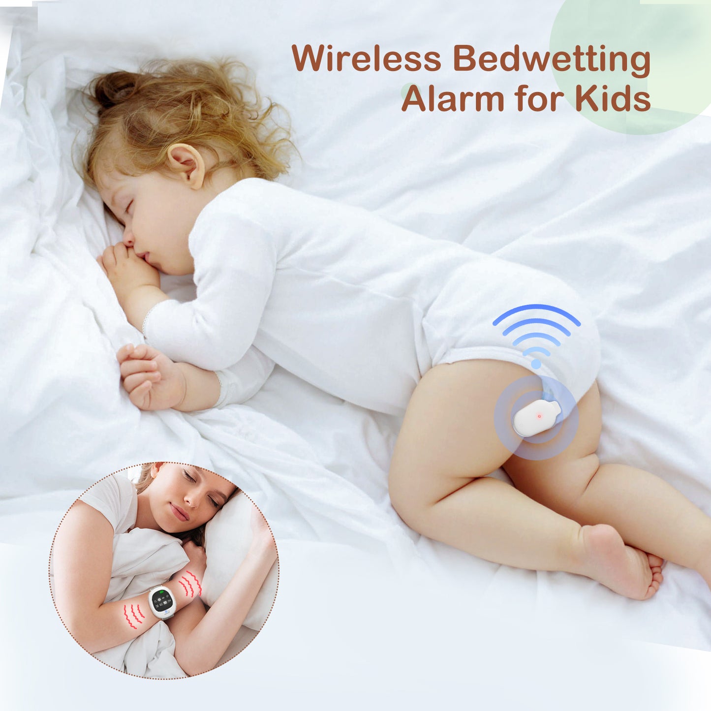 2-in-1 Upgraded Wireless Bedwetting Alarm & Potty Watch, MOMYMUST Rechargeable Potty Training Watch with Music and Vibration, Customized Timer, Bed Wetting Alarm for Kid Elder Adult